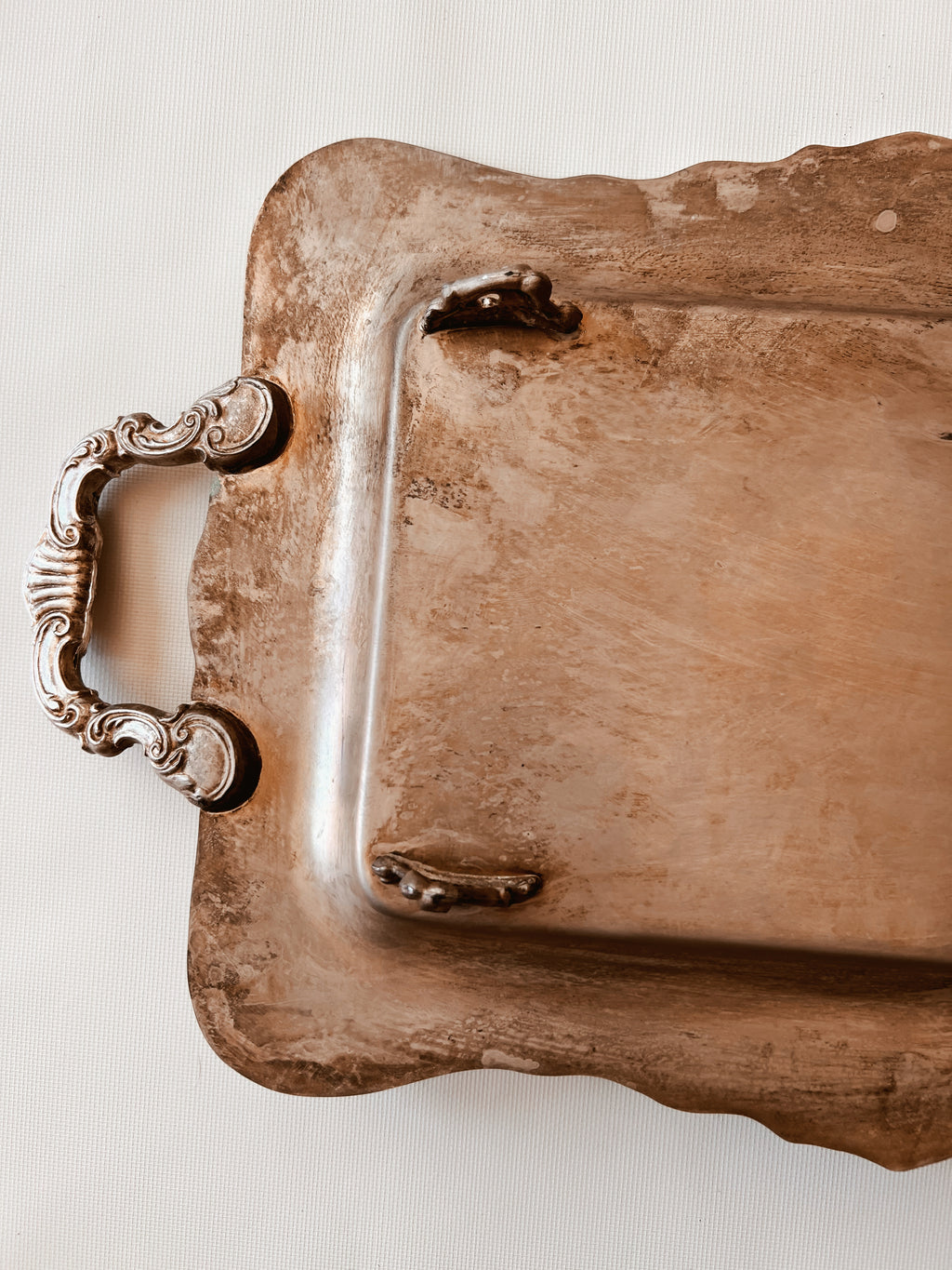 Large Detailed Silver Serving Tray