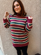 Striped Jewel Toned Sweater - Size S