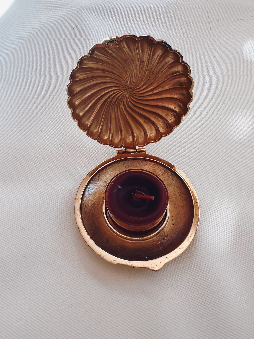Gold Compact Tea Candle Holder