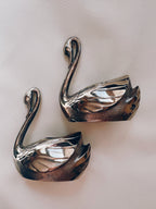 Silver Swan Swan Candle Holders