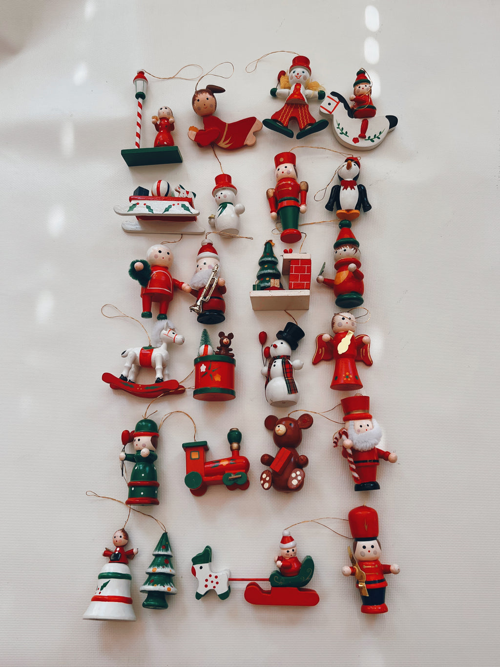 Set of 24 Wooden Christmas Ornaments