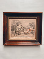 Framed Winter Farm Drawing