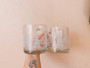 Pair of Glass Christmas Mugs