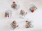 Set of 6 Glass Wildflower Coffee Mugs