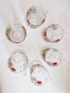Set of 6 Glass Wildflower Coffee Mugs