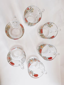 Set of 6 Glass Wildflower Coffee Mugs