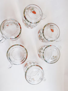 Set of 6 Glass Wildflower Coffee Mugs
