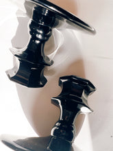 Load image into Gallery viewer, Pair of Black Glass Candle Holders
