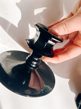 Load image into Gallery viewer, Pair of Black Glass Candle Holders
