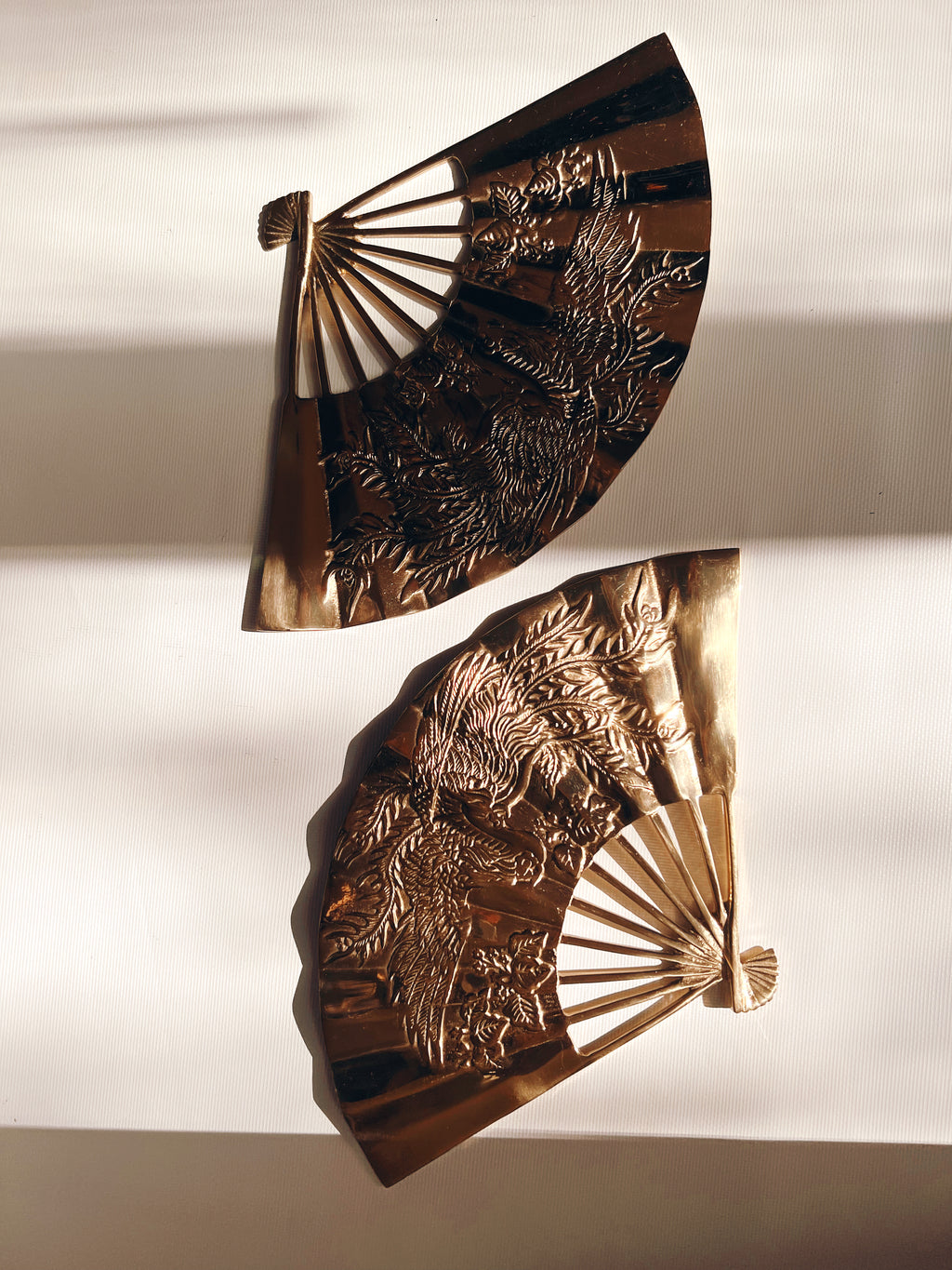 Pair of Wall Hanging Brass Fans