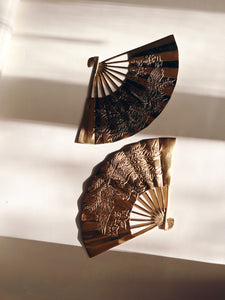 Pair of Wall Hanging Brass Fans