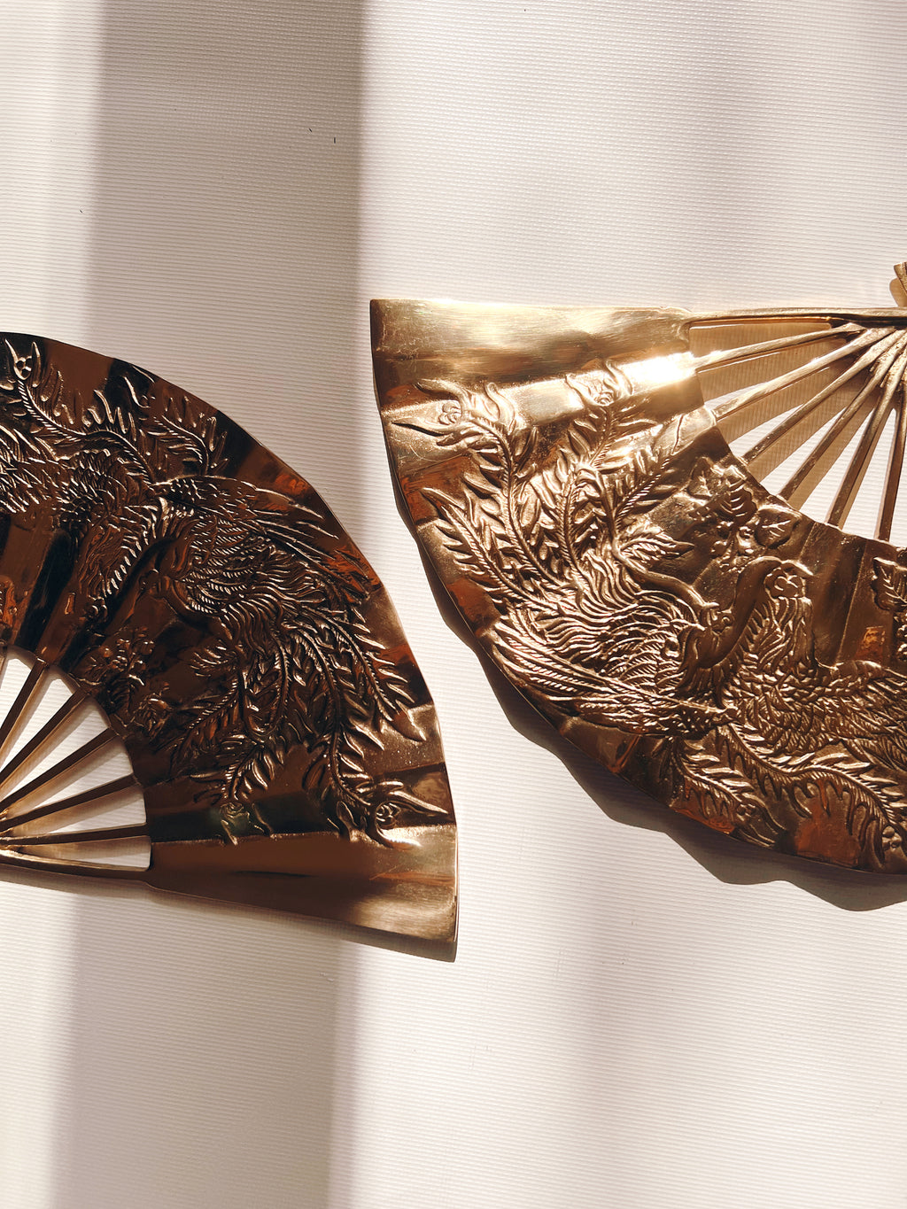 Pair of Wall Hanging Brass Fans