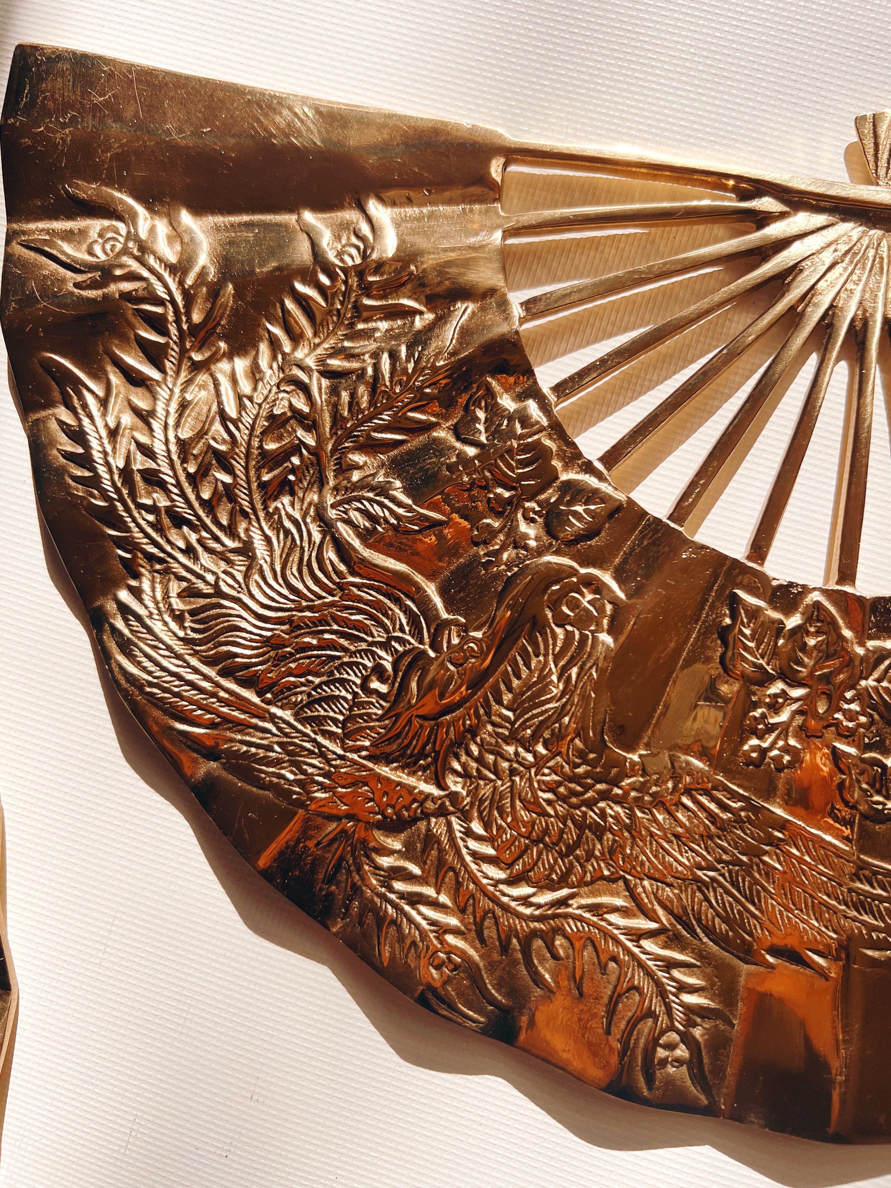 Pair of Wall Hanging Brass Fans