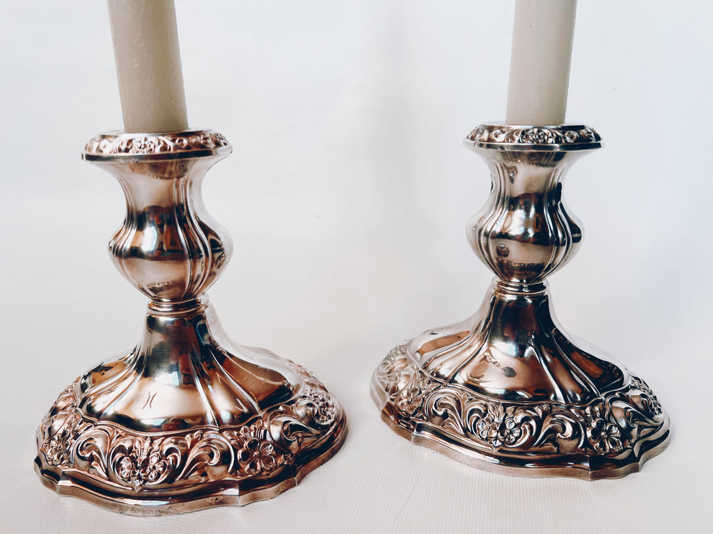 Ornate Silver Candle Holders
