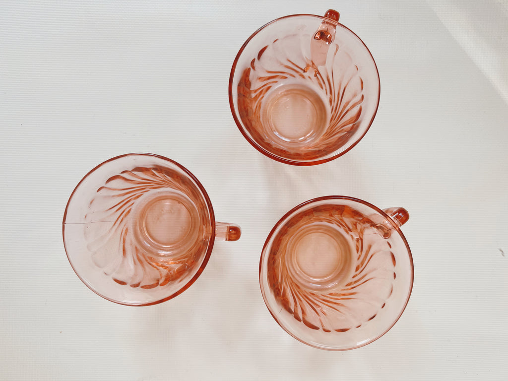 Set of 3 Pink Glass Mugs