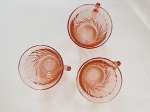 Set of 3 Pink Glass Mugs