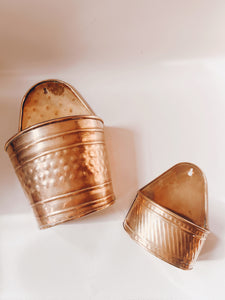Pair of Wall Hanging Brass Planters