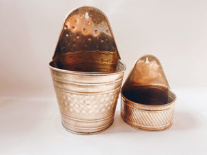 Pair of Wall Hanging Brass Planters