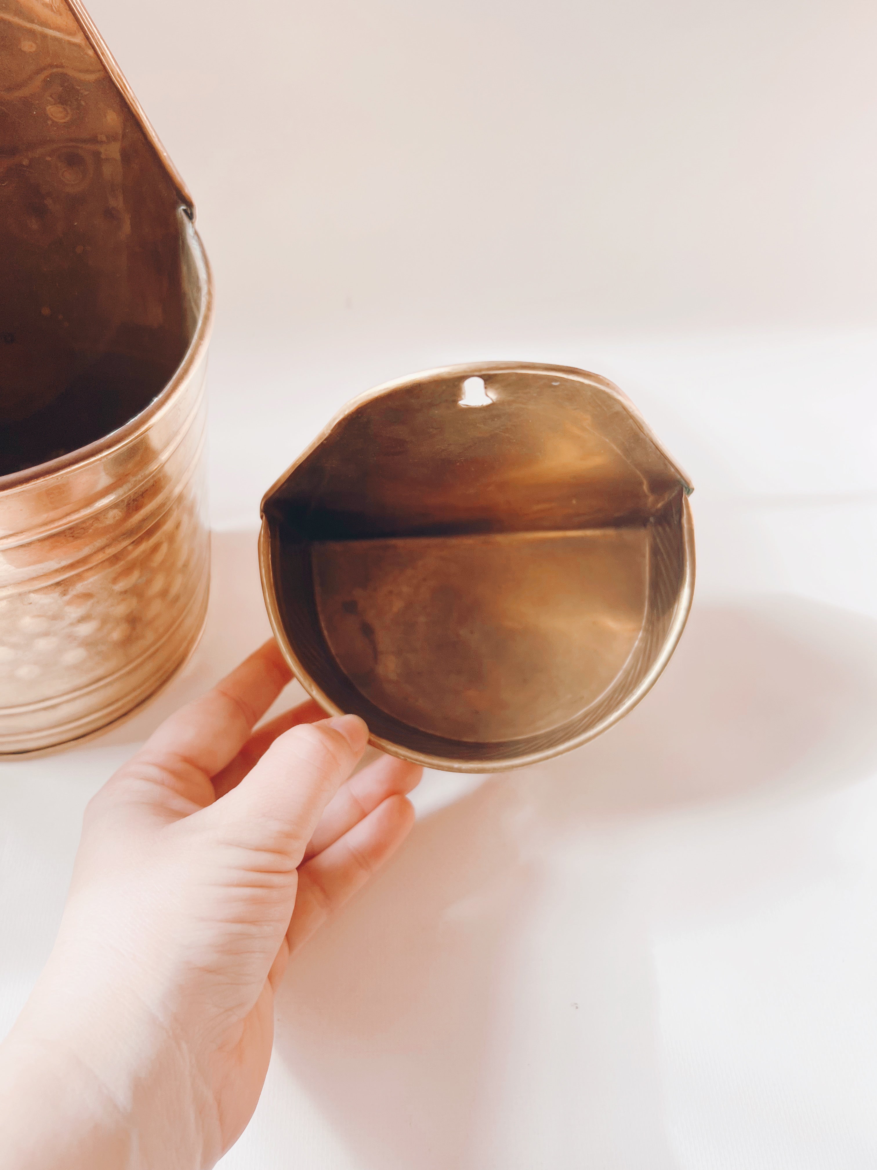 Pair of Wall Hanging Brass Planters