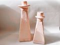 Pink Stoneware Candle Holders