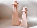 Pink Stoneware Candle Holders