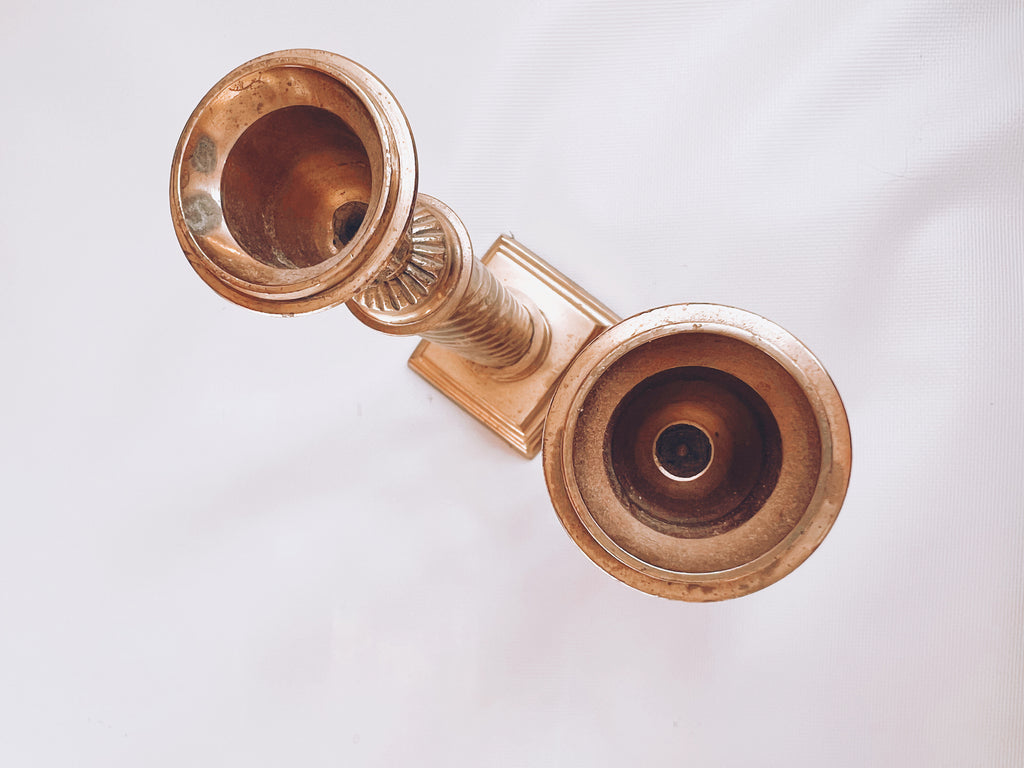 Pair of Intricate Brass Candle Holders