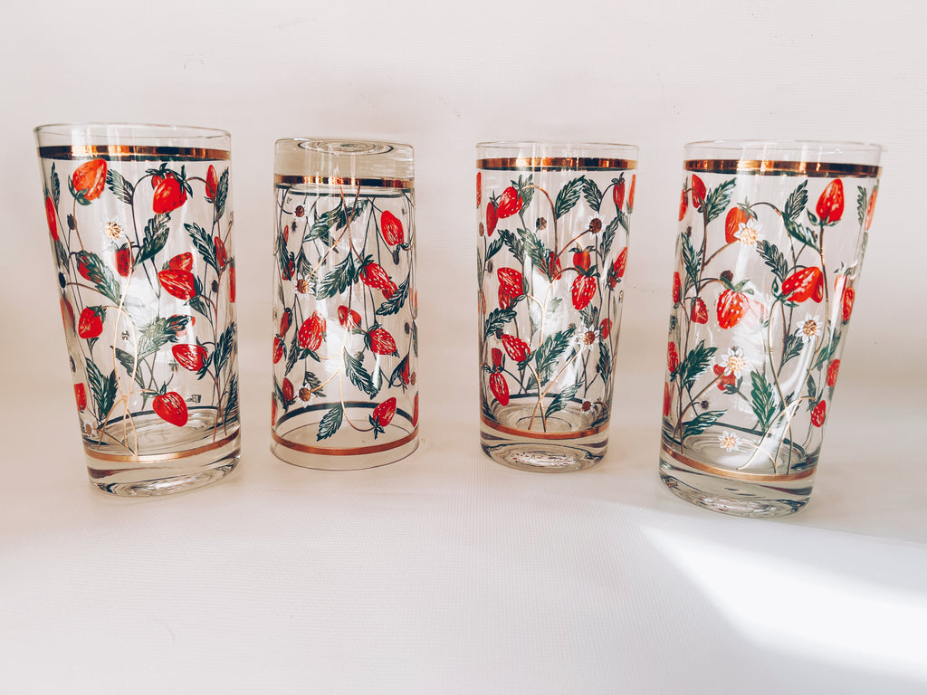 Set of 4 Strawberry Glasses