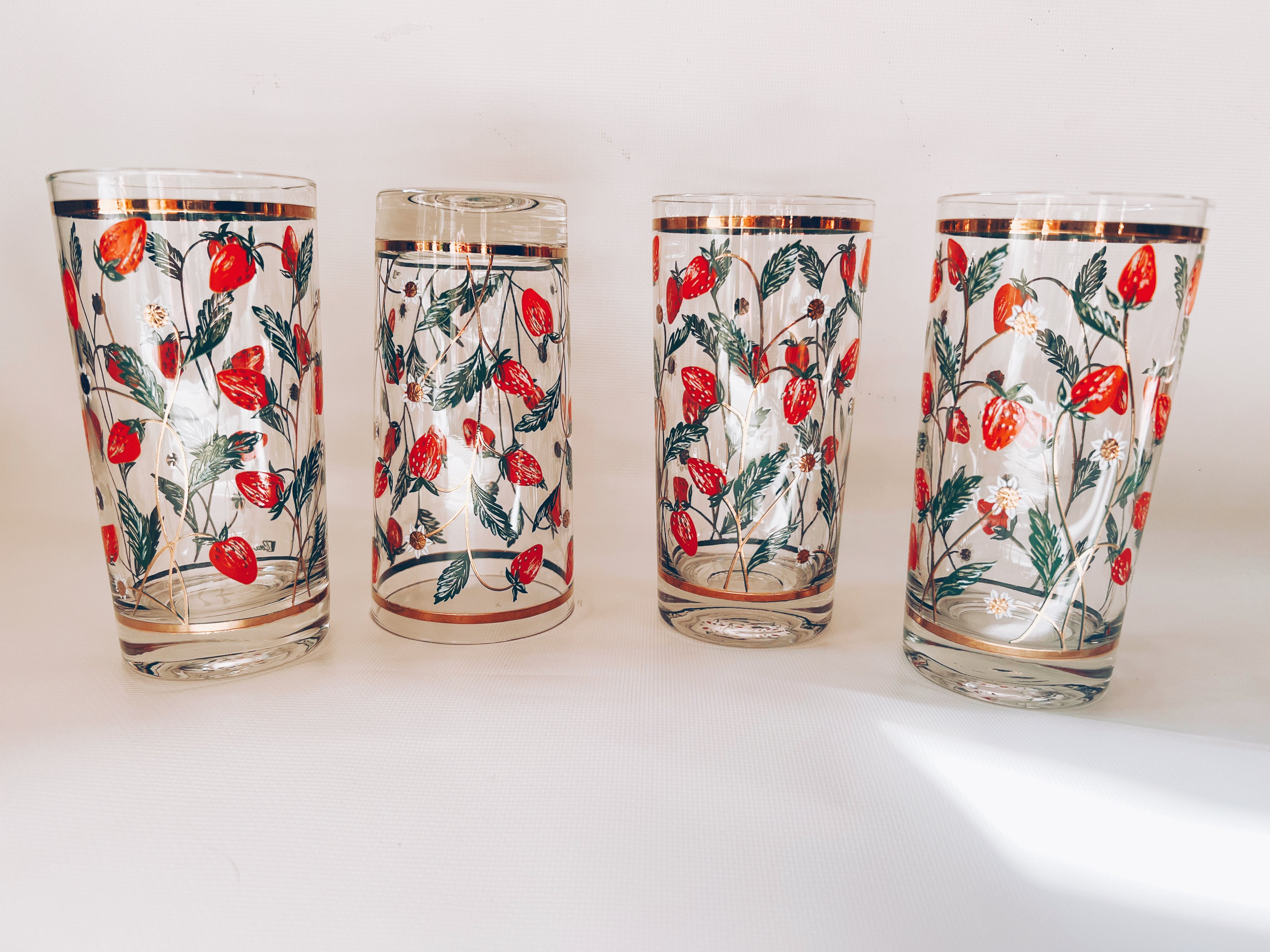 Set of 4 Strawberry Glasses