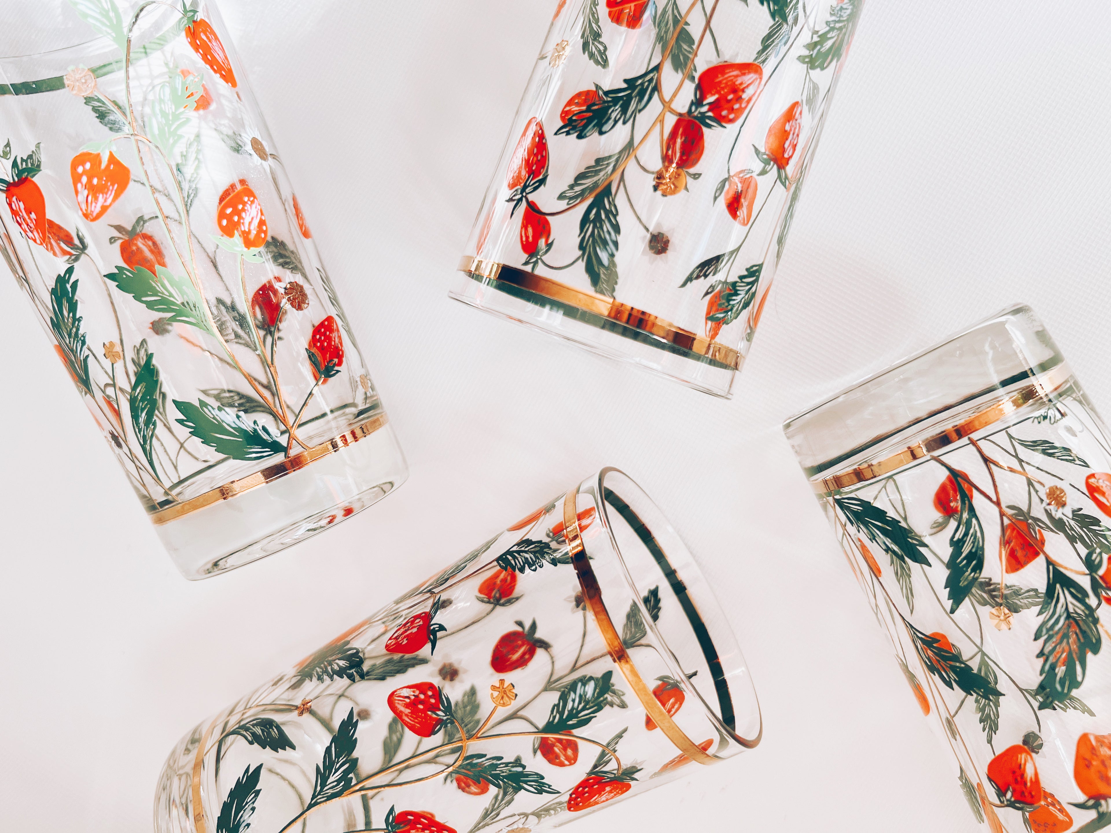 Set of 4 Strawberry Glasses
