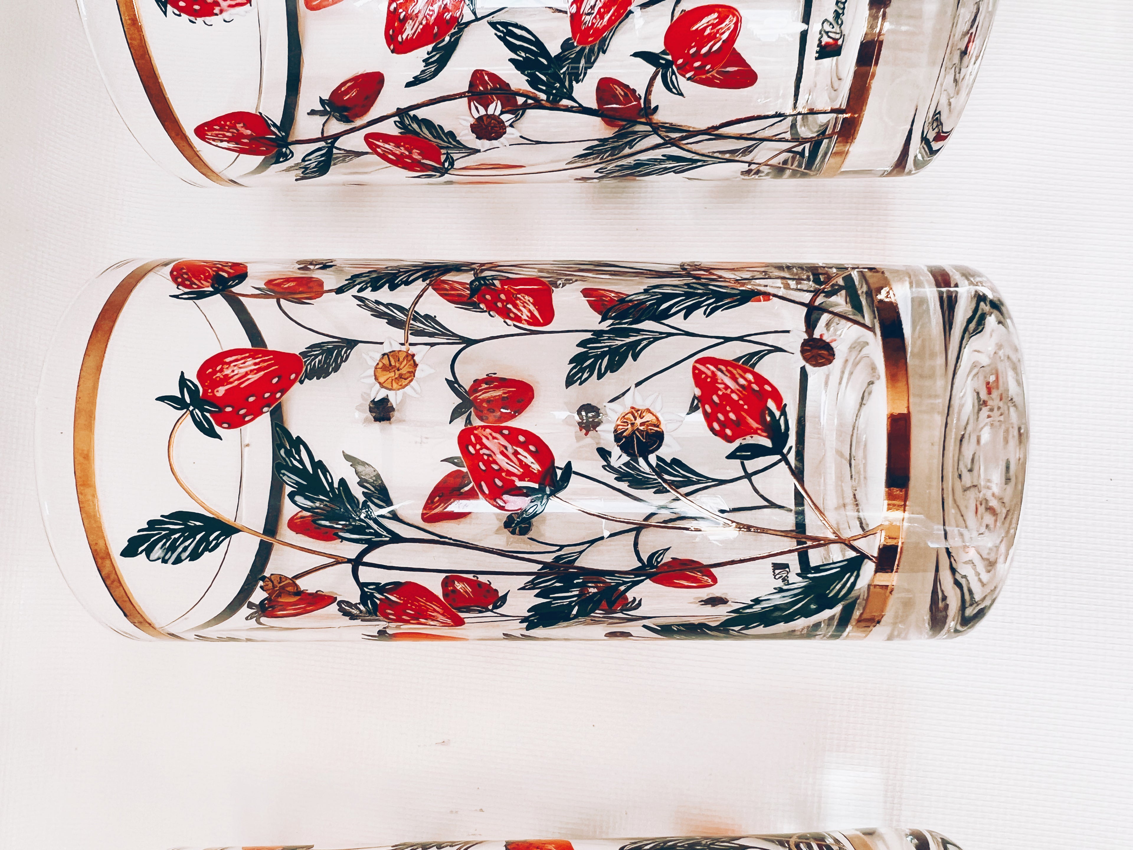 Set of 4 Strawberry Glasses