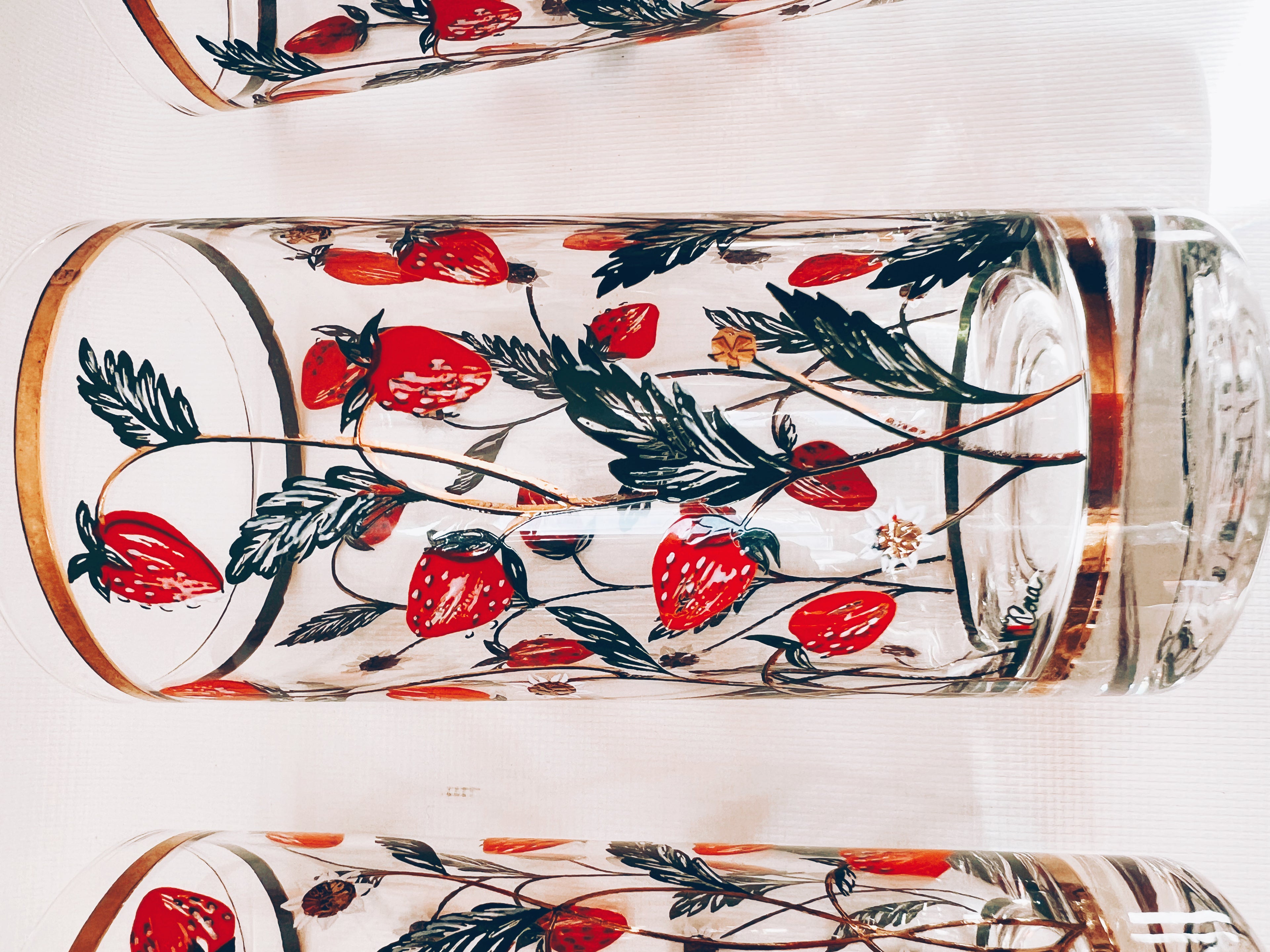 Set of 4 Strawberry Glasses