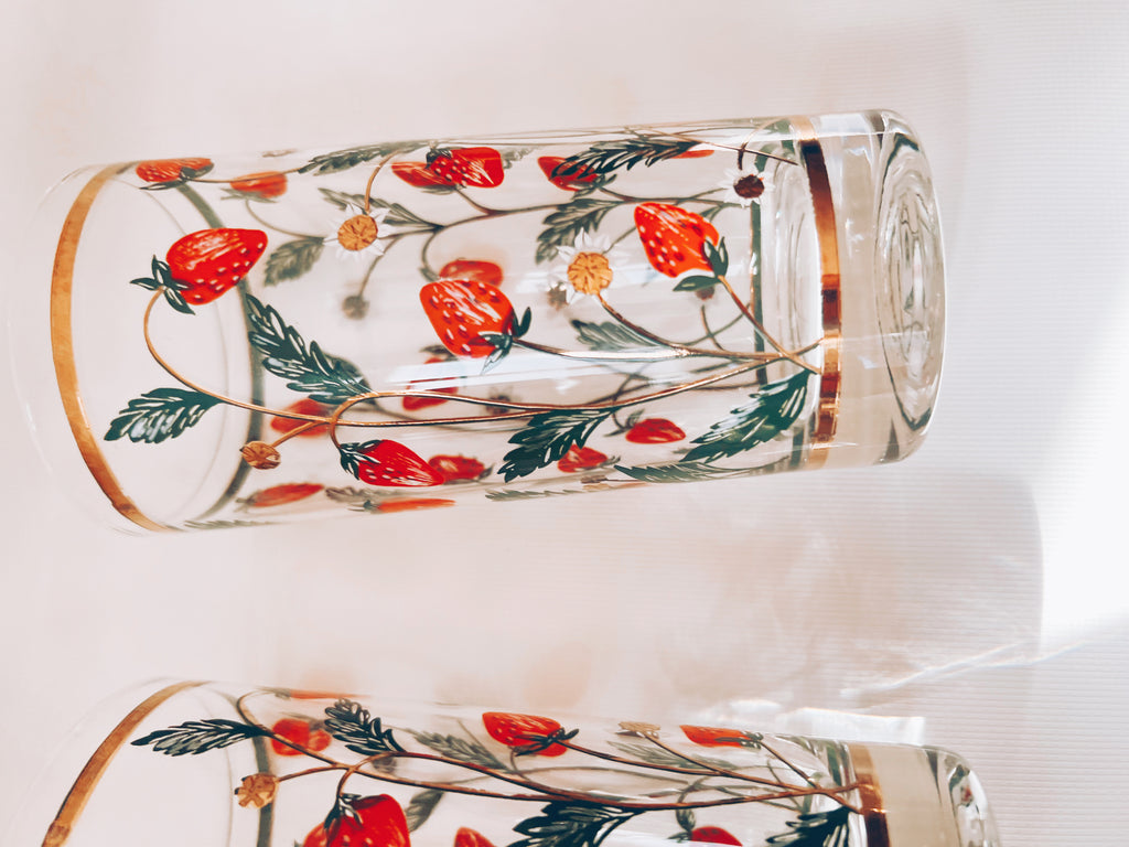 Set of 4 Strawberry Glasses