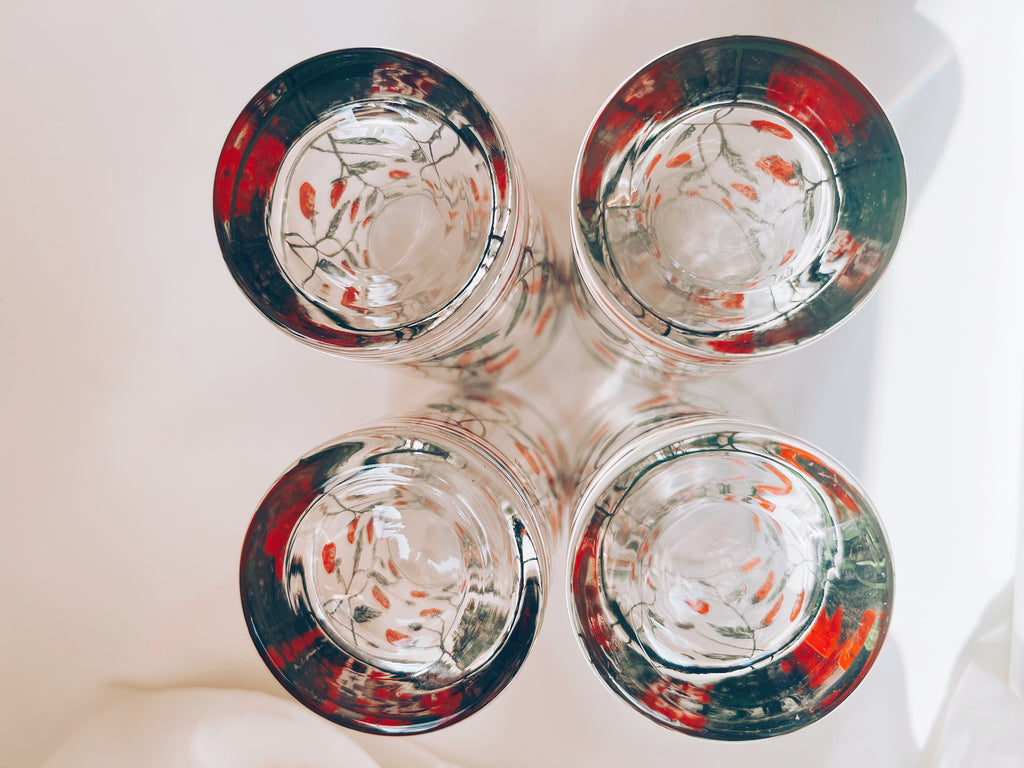 Set of 4 Strawberry Glasses
