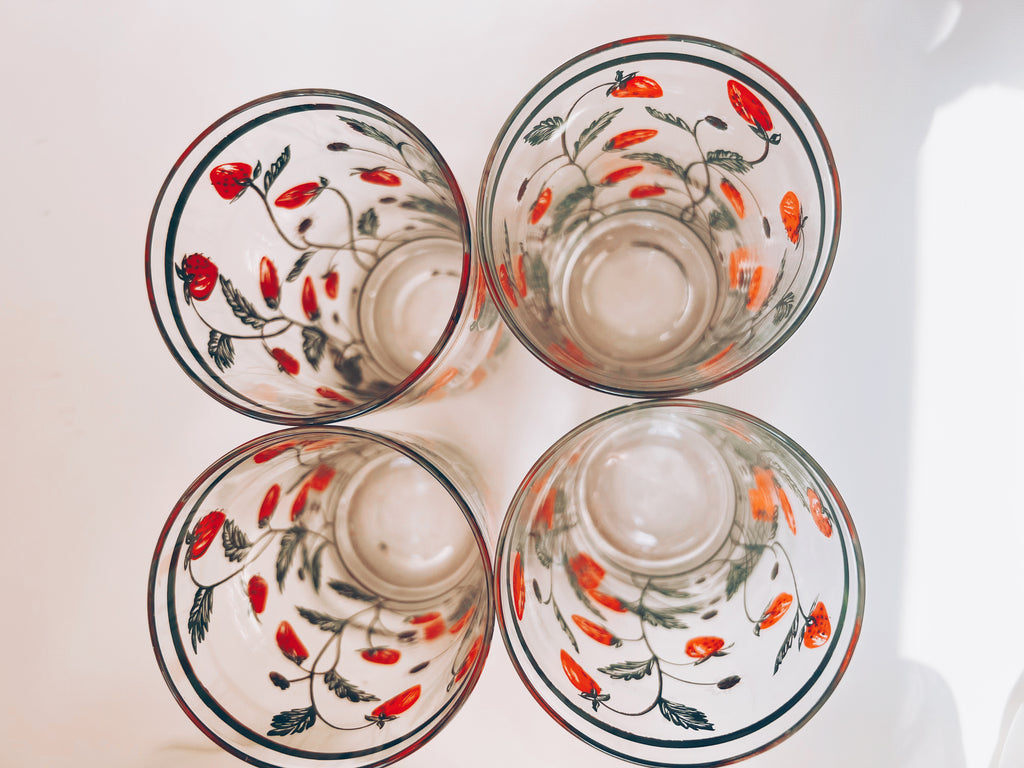 Set of 4 Strawberry Glasses