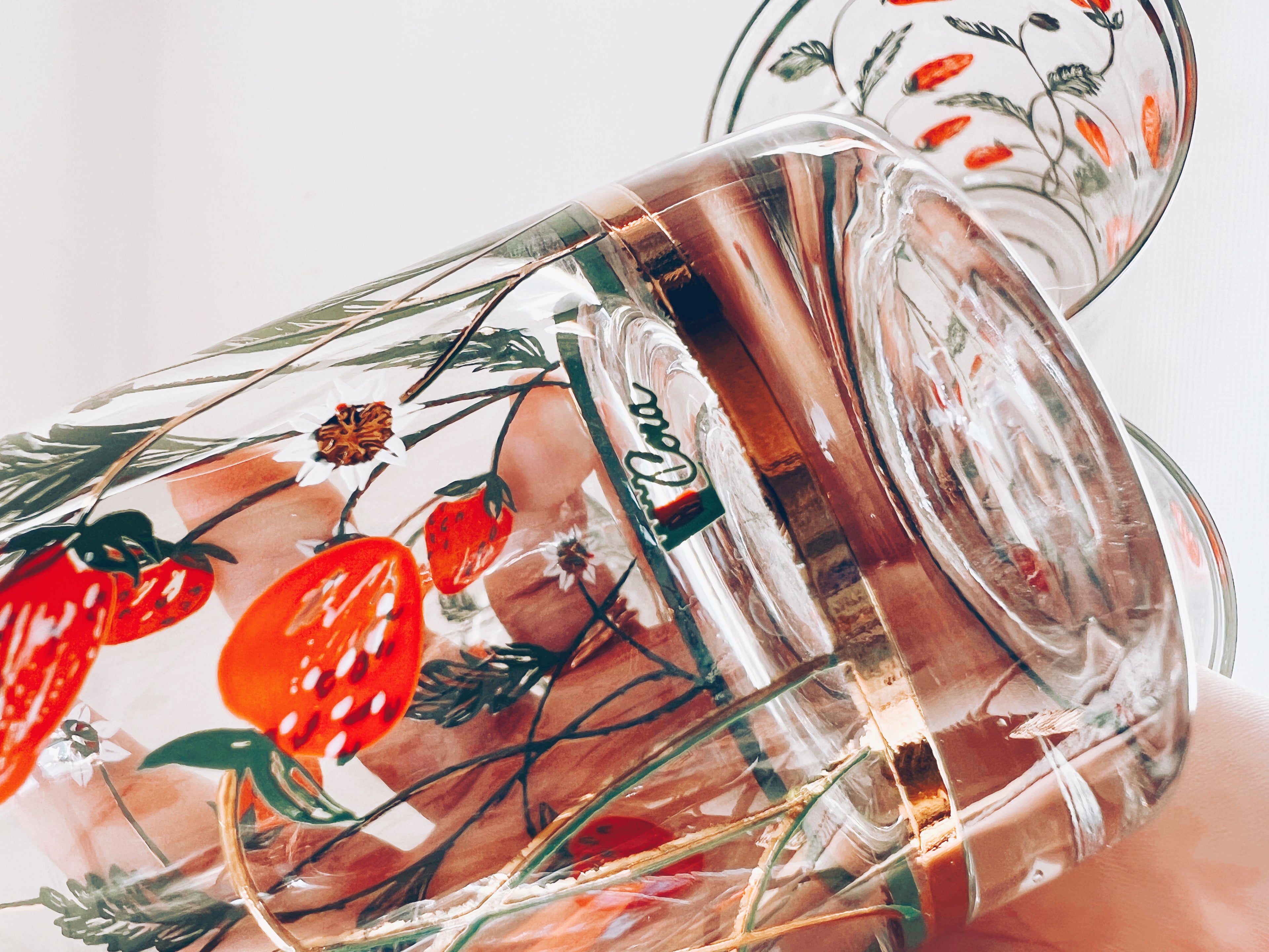 Set of 4 Strawberry Glasses