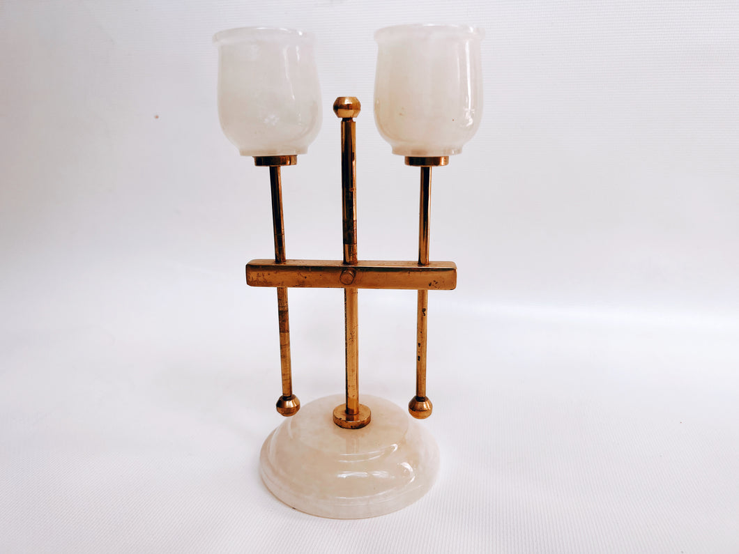 Little Onyx and Brass Candelabra