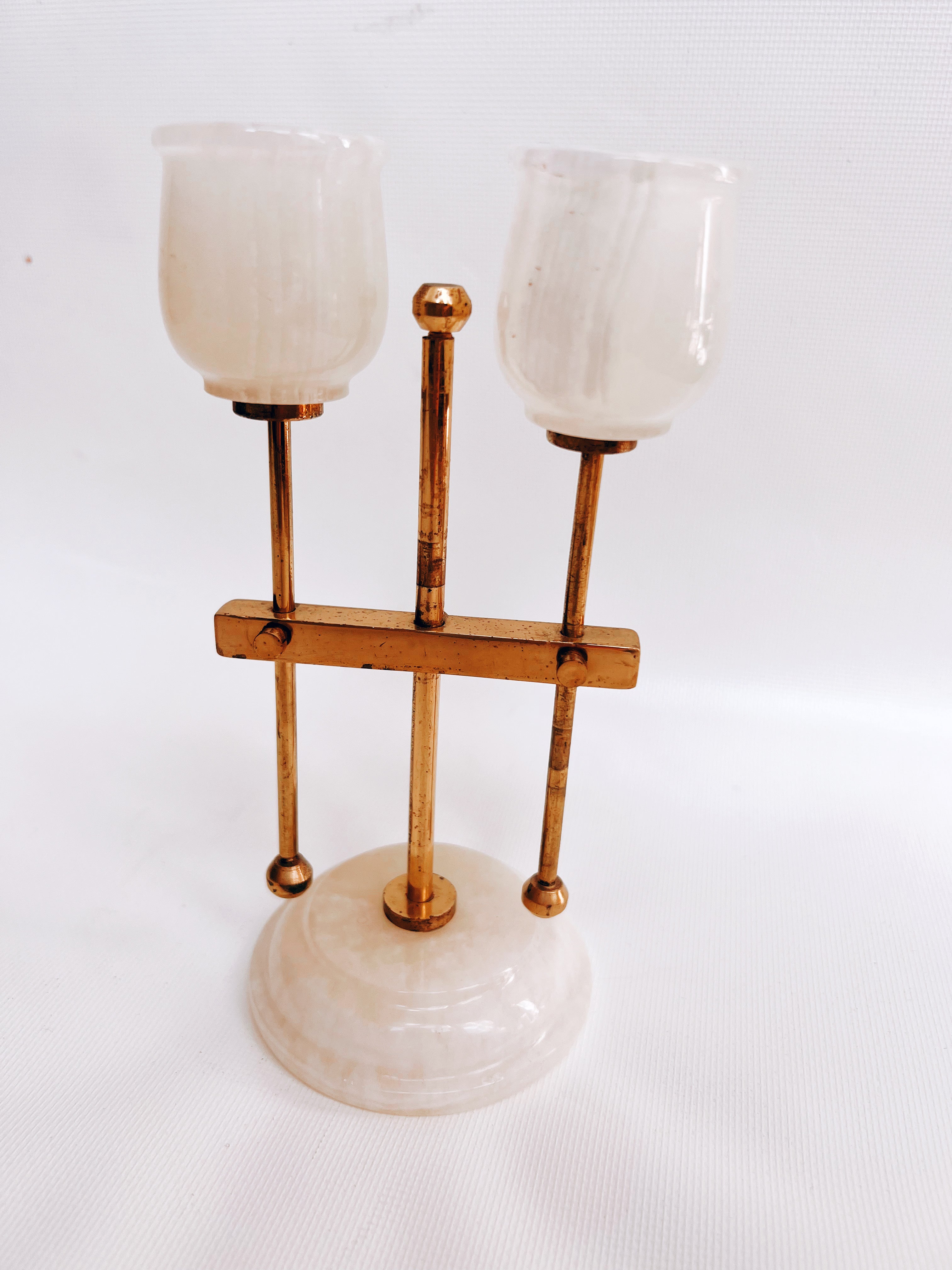 Little Onyx and Brass Candelabra