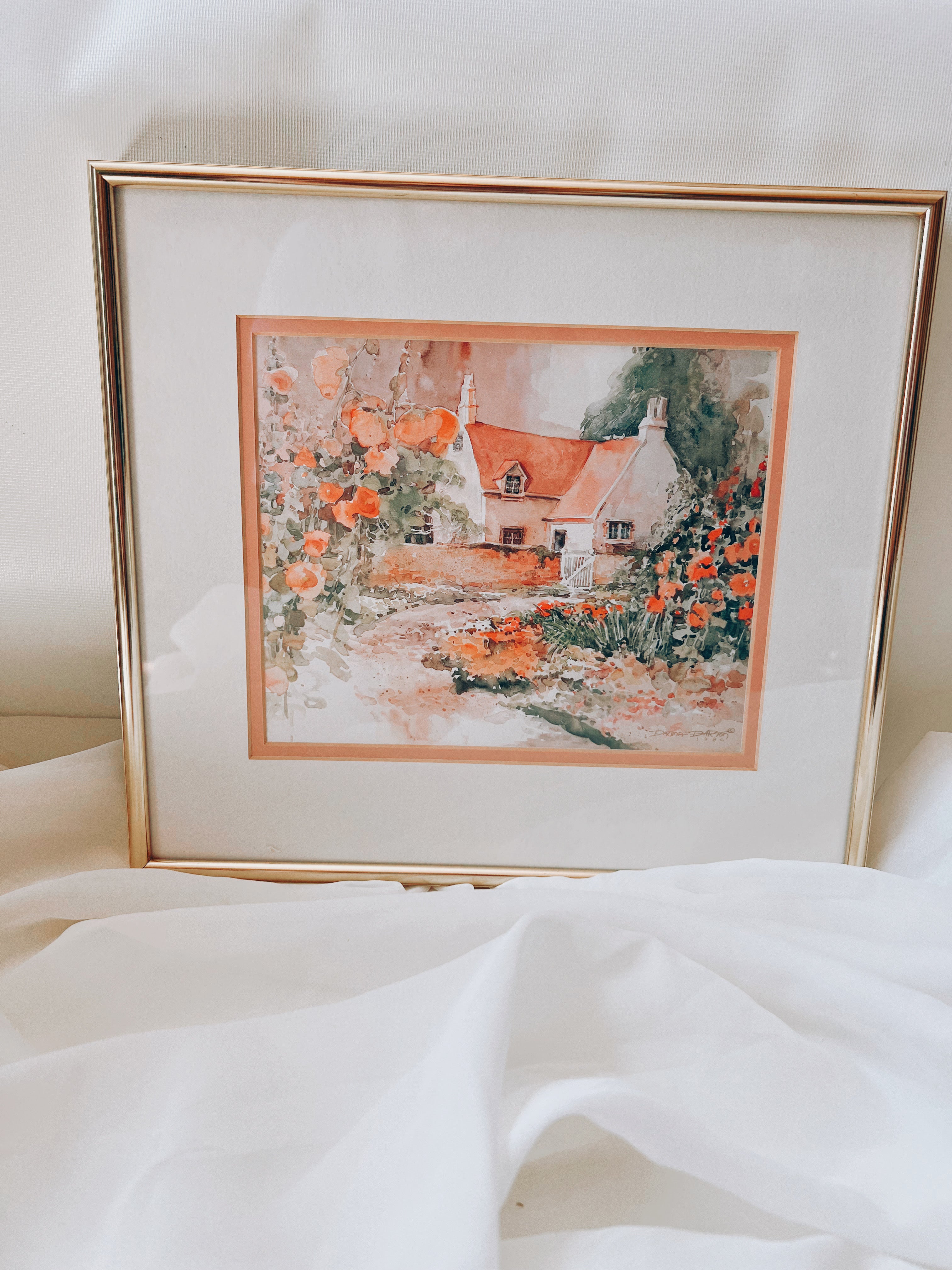 Framed Cottage Watercolor Print