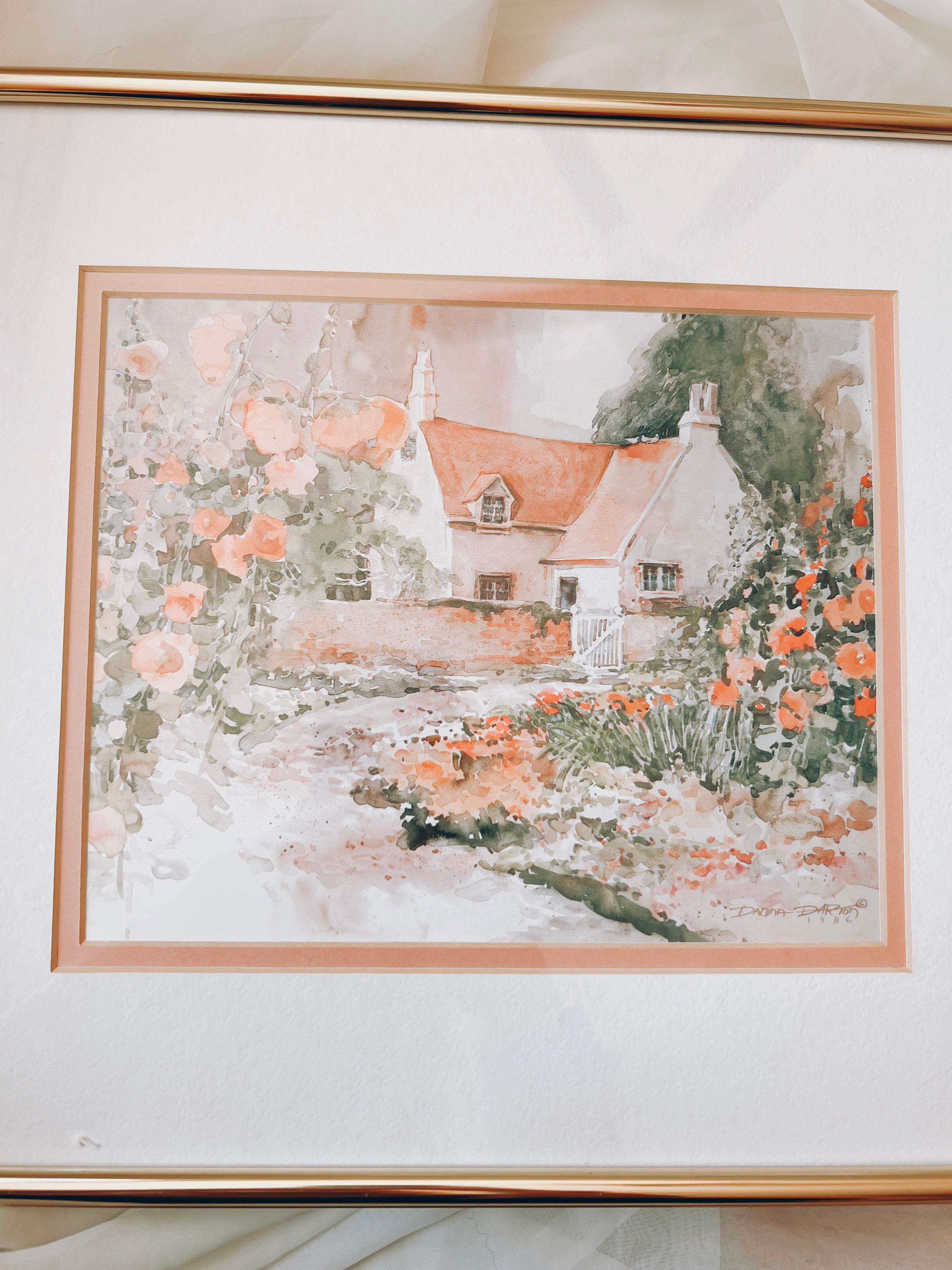 Framed Cottage Watercolor Print