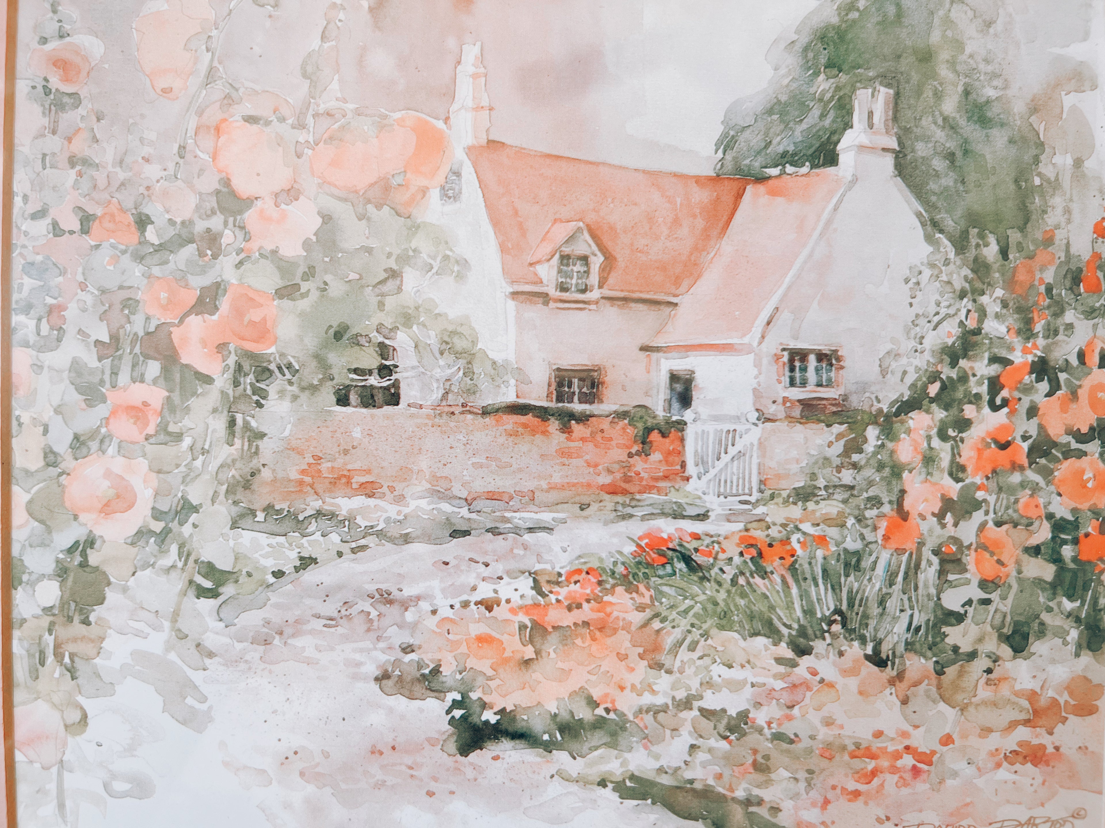 Framed Cottage Watercolor Print
