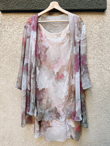 Purple Floral Dress with Matching Cover Up - Size 16