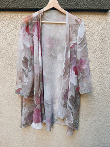 Purple Floral Dress with Matching Cover Up - Size 16