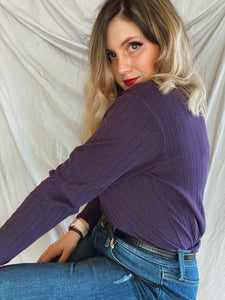 Purple Ribbed Turtleneck - Size Small