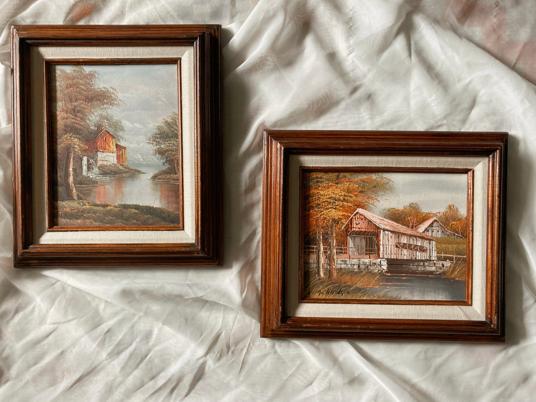 Pair of Framed Fall Paintings
