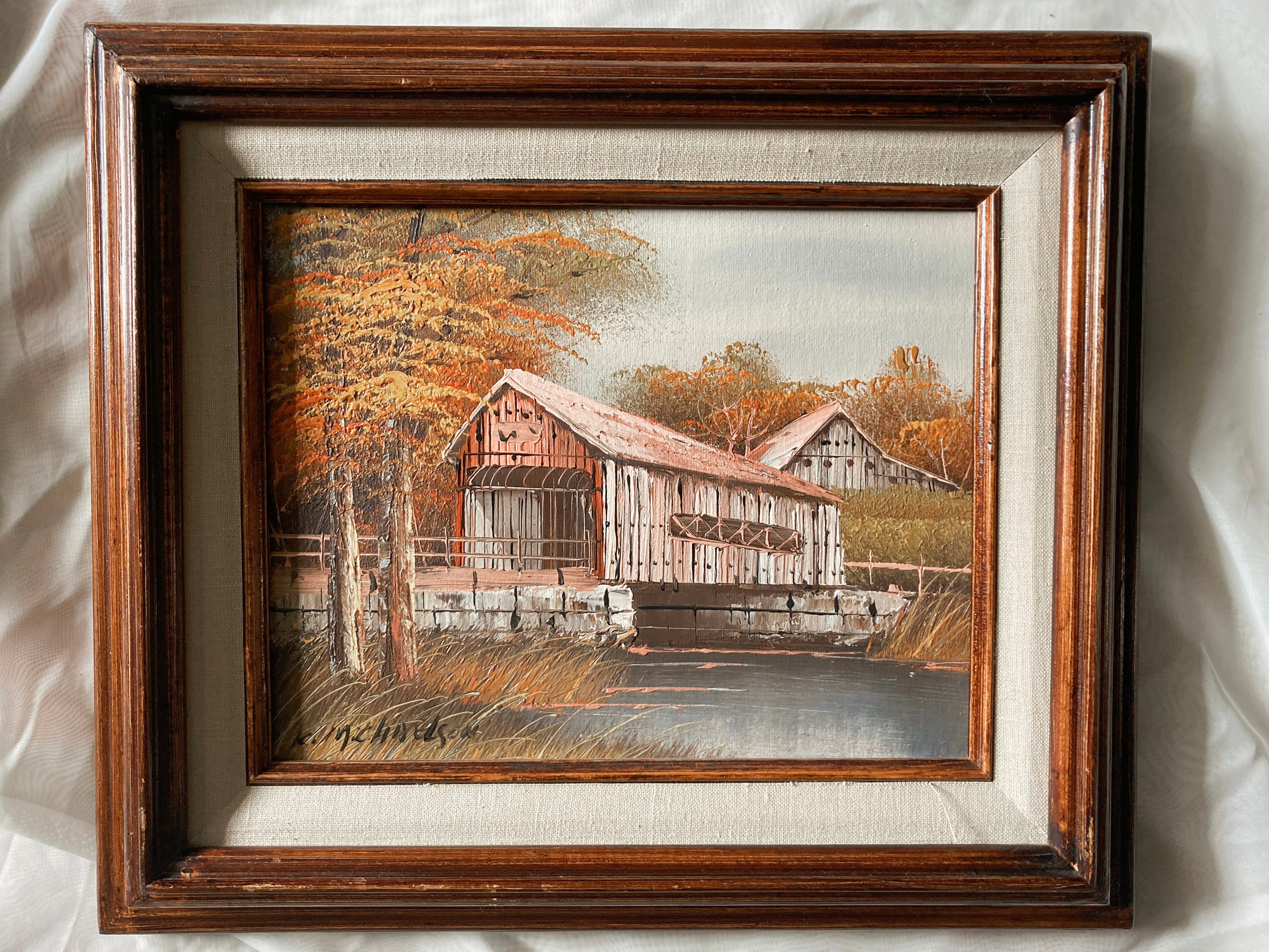 Pair of Framed Fall Paintings