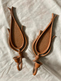 Pair of Faux Rattan Candle Holders