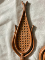 Pair of Faux Rattan Candle Holders
