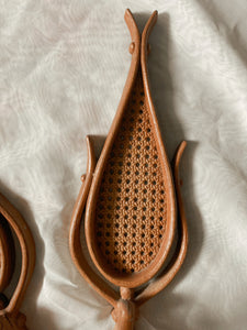Pair of Faux Rattan Candle Holders