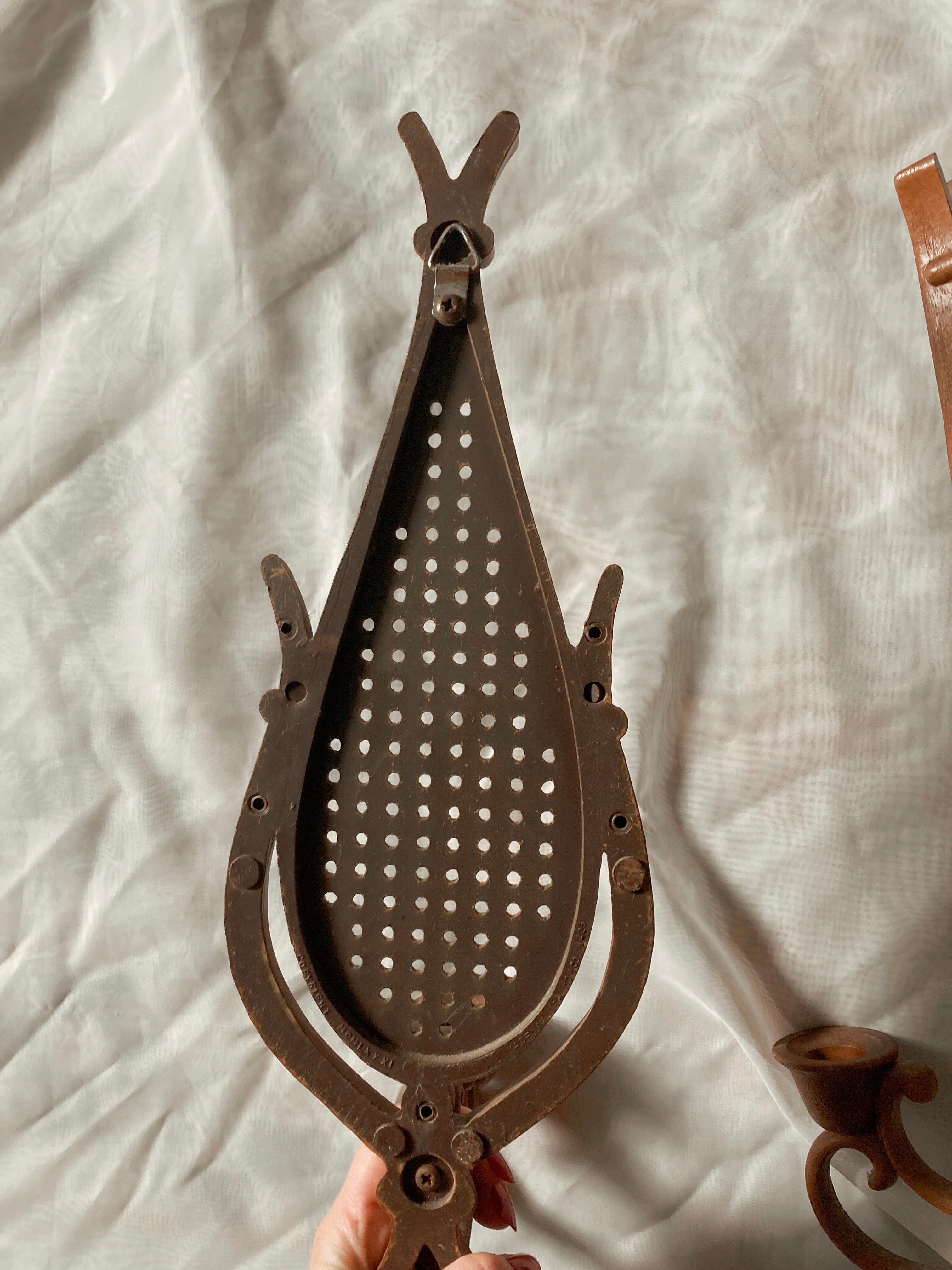Pair of Faux Rattan Candle Holders