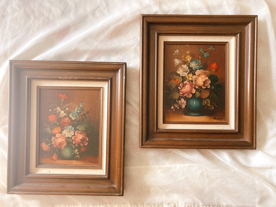 Pair of Floral Oil Paintings